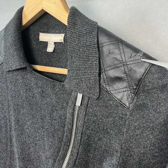 J Crew Merino Wool Blend Knit Motorcycle‎ Moto Jacket Full Zip Asymmetric L - Picture 4 of 7